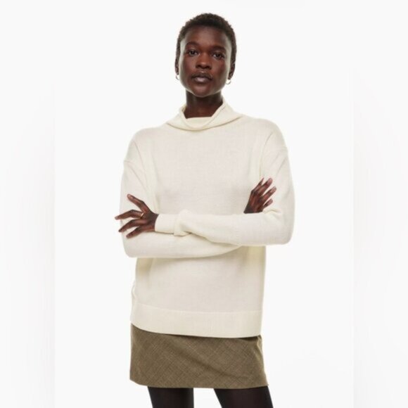 Aritzia Wilfred Cyprie Sweater 100% Merino Wool Light Birch - Picture 1 of 7
